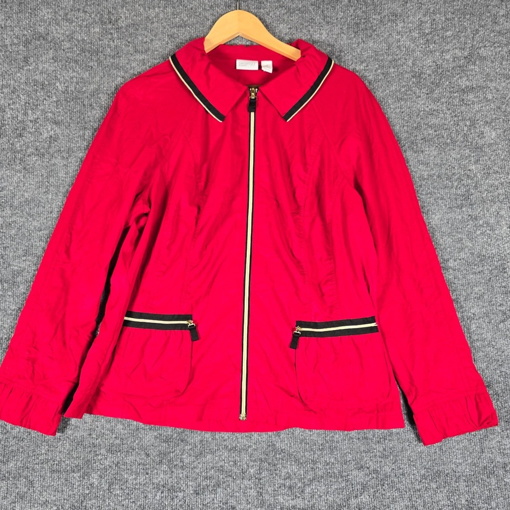 Zenergy by Chico's Red Zip Up Collared Jacket Women's Size 2